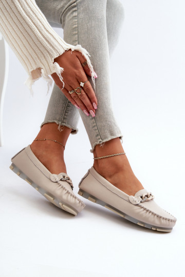 mocasines de mujer con adornos color beige S.Barski LR339 2
