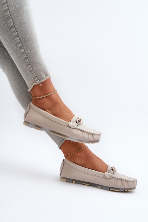 mocasines de mujer con adornos color beige S.Barski LR339