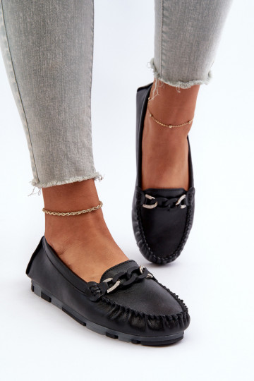 Mocasines de mujer con adornos en color negro S.Barski LR339