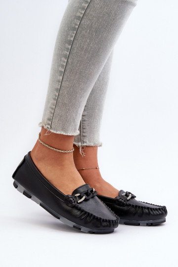 Mocasines de mujer con adornos en color negro S.Barski LR339 2