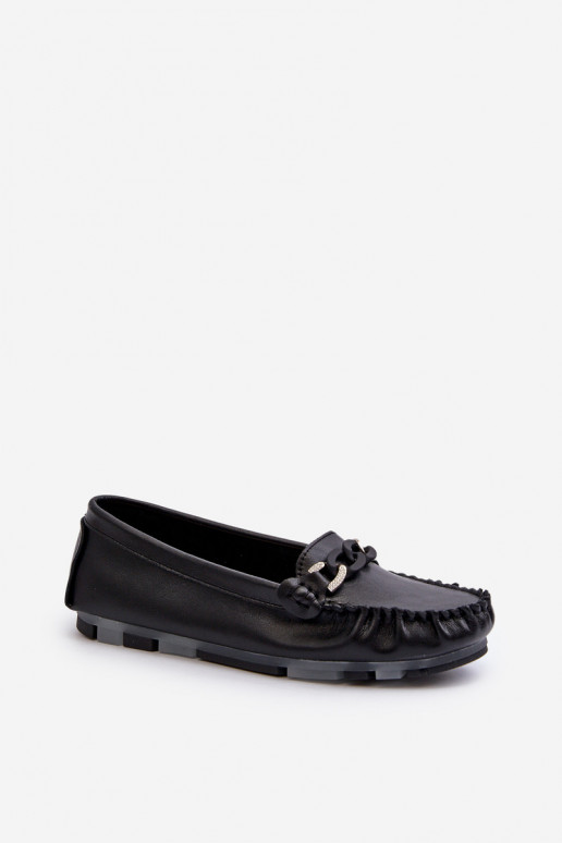 Mocasines de mujer con adornos en color negro S.Barski LR339