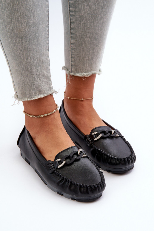 Mocasines de mujer con adornos en color negro S.Barski LR339