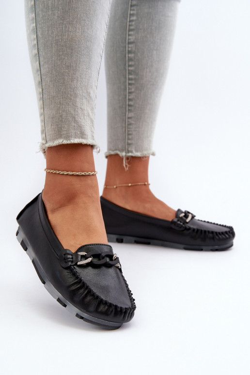 Mocasines de mujer con adornos en color negro S.Barski LR339