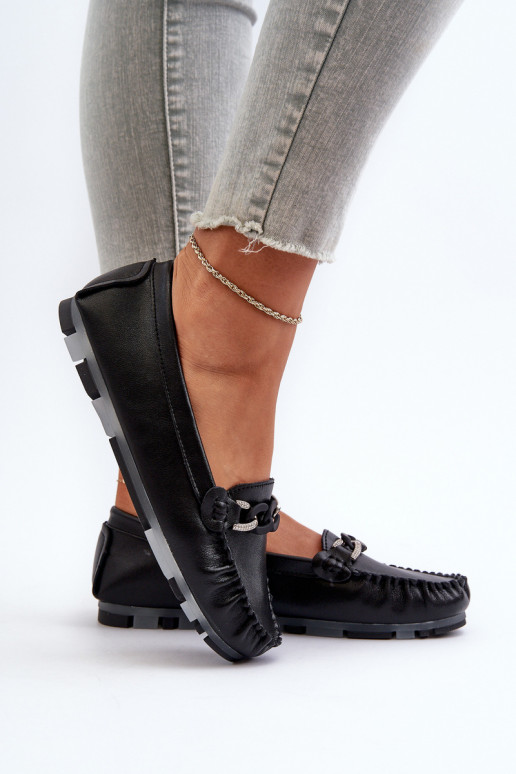 Mocasines de mujer con adornos en color negro S.Barski LR339