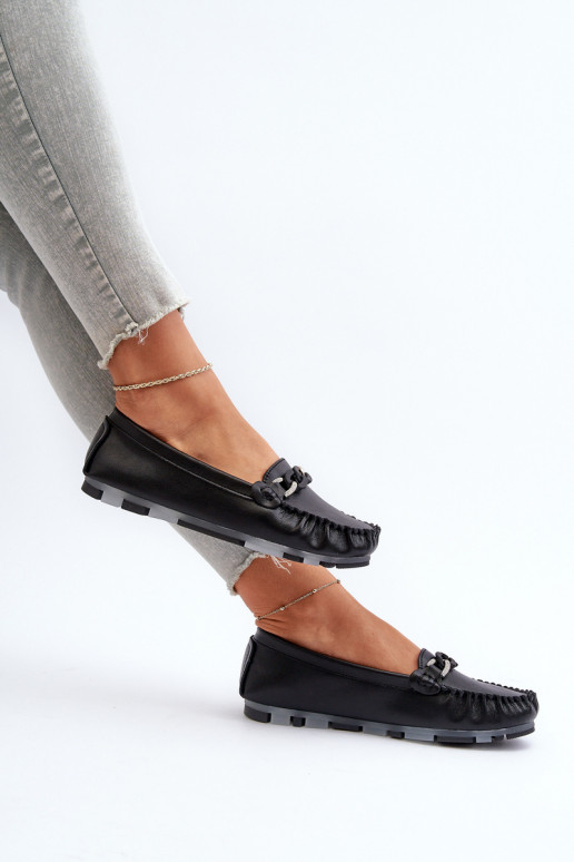 Mocasines de mujer con adornos en color negro S.Barski LR339