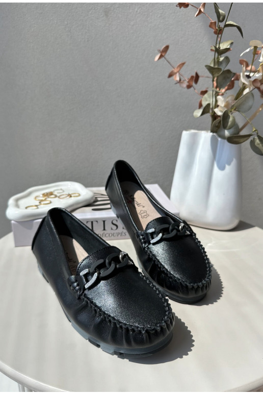 Mocasines de mujer con adornos en color negro S.Barski LR339 Mocasines de mujer con adornos en color negro S.Barski LR339