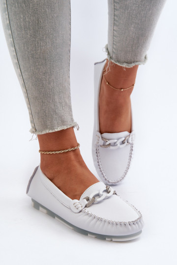 mocasines de mujer con adornos color blanco S.Barski LR339