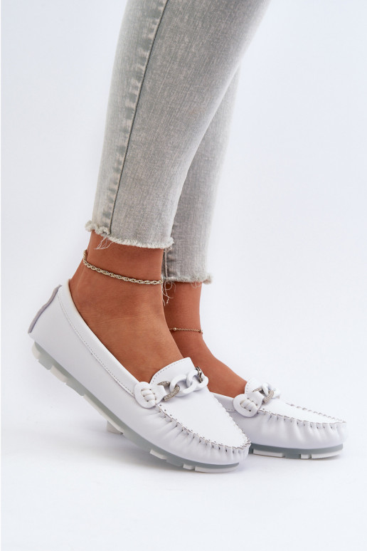 mocasines de mujer con adornos color blanco S.Barski LR339