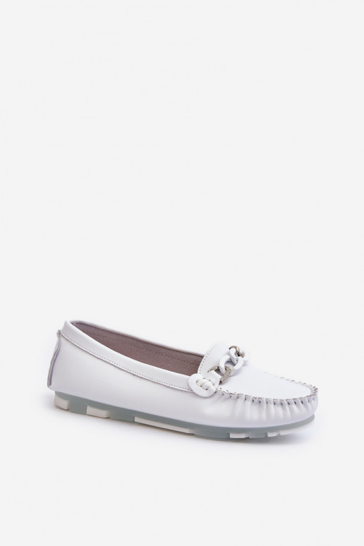 mocasines de mujer con adornos color blanco S.Barski LR339