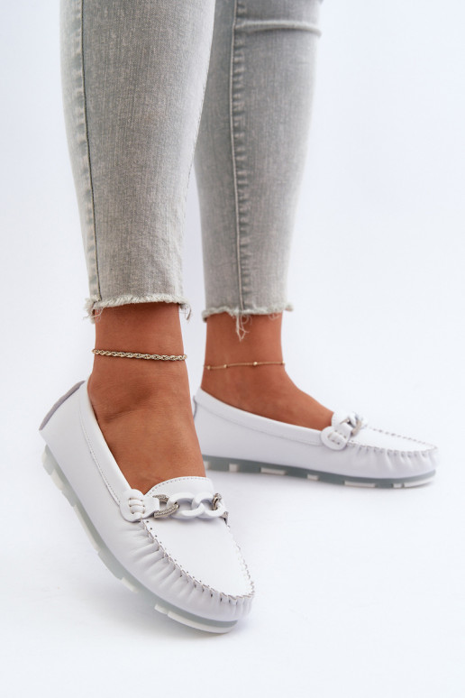 mocasines de mujer con adornos color blanco S.Barski LR339