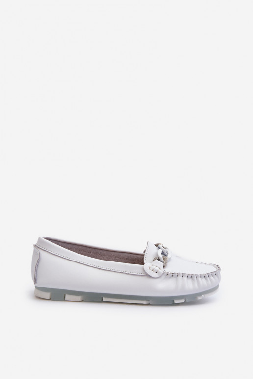 mocasines de mujer con adornos color blanco S.Barski LR339