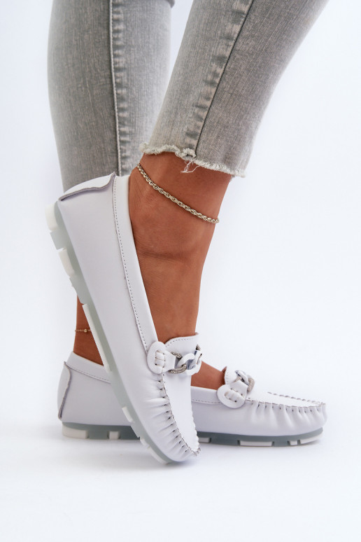 mocasines de mujer con adornos color blanco S.Barski LR339