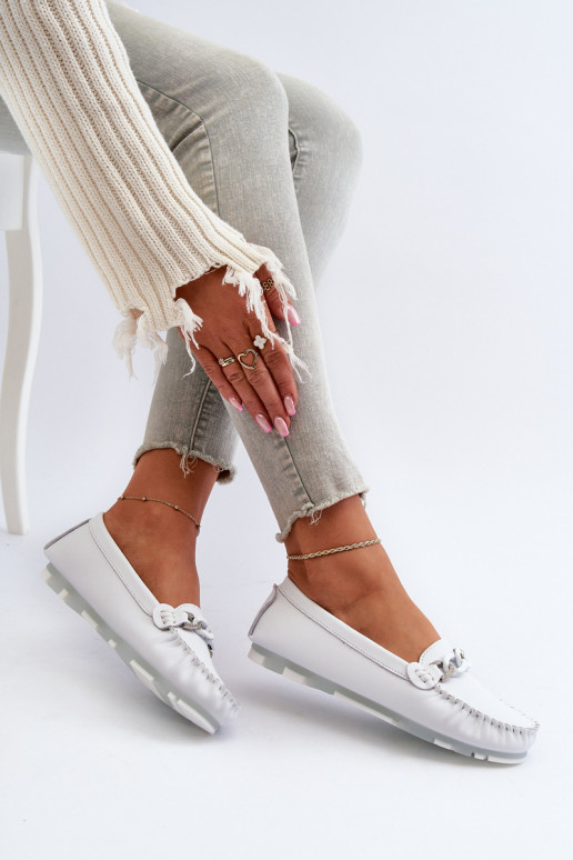 mocasines de mujer con adornos color blanco S.Barski LR339