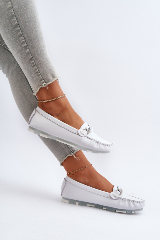 mocasines de mujer con adornos color blanco S.Barski LR339