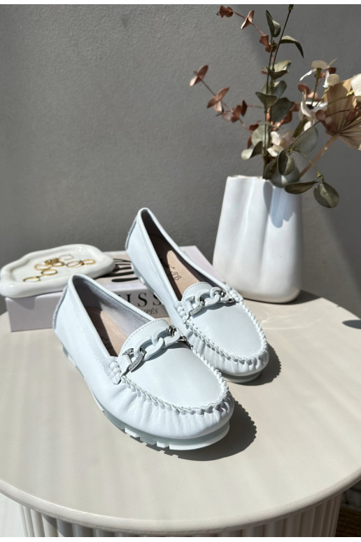mocasines de mujer con adornos color blanco S.Barski LR339