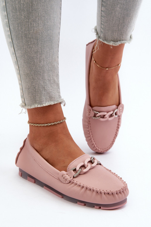 mocasines de mujer con adornos color rosa S.Barski LR339