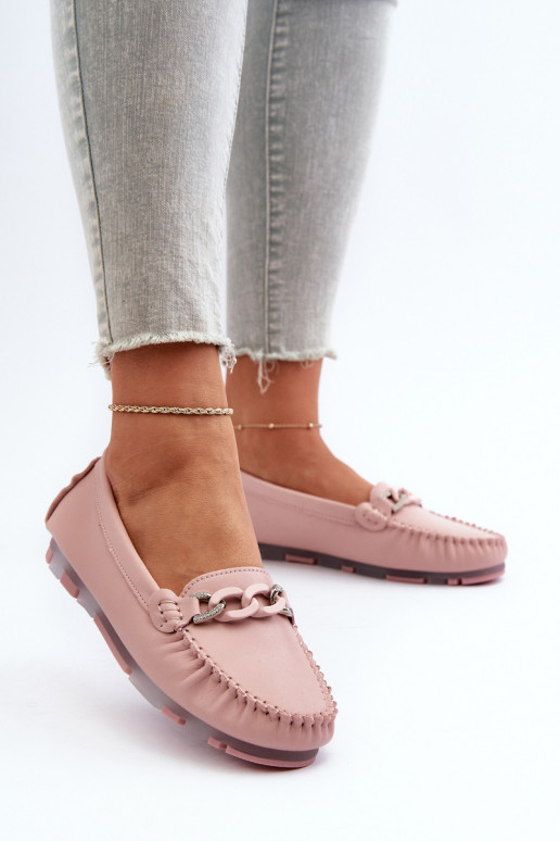 mocasines de mujer con adornos color rosa S.Barski LR339