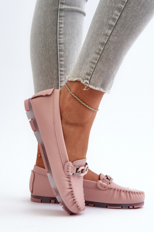 mocasines de mujer con adornos color rosa S.Barski LR339