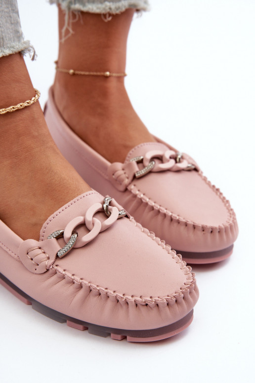 mocasines de mujer con adornos color rosa S.Barski LR339