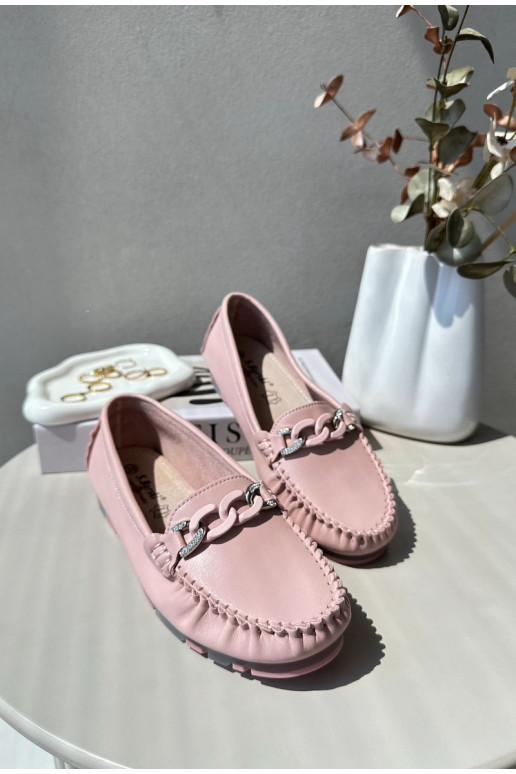 mocasines de mujer con adornos color rosa S.Barski LR339