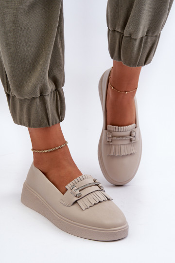 mocasines de mujer con plataforma beige S.Barski LR590