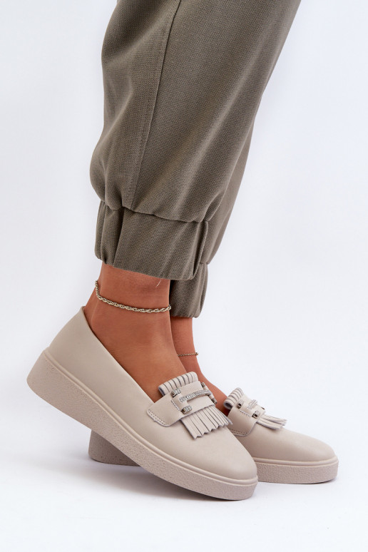 mocasines de mujer con plataforma beige S.Barski LR590