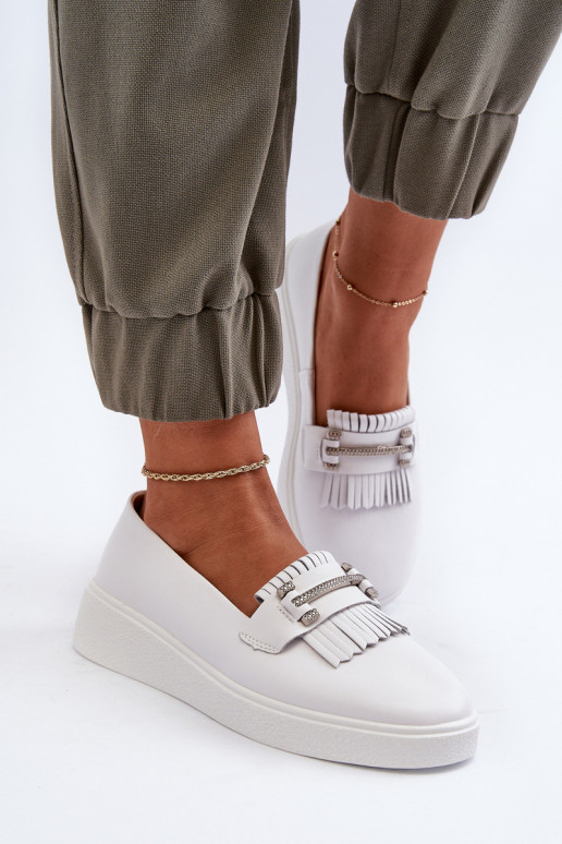 Mocasines de mujer con plataforma en color blanco S.Barski LR590 Mocasines de mujer con plataforma en color blanco S.Barski LR590