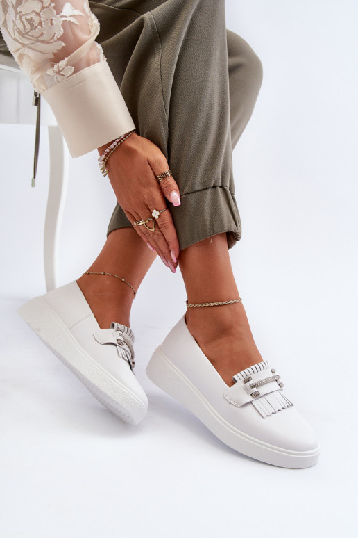 Mocasines de mujer con plataforma en color blanco S.Barski LR590 Mocasines de mujer con plataforma en color blanco S.Barski LR590