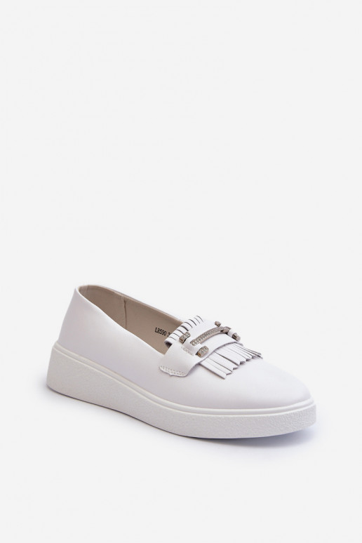 Mocasines de mujer con plataforma en color blanco S.Barski LR590