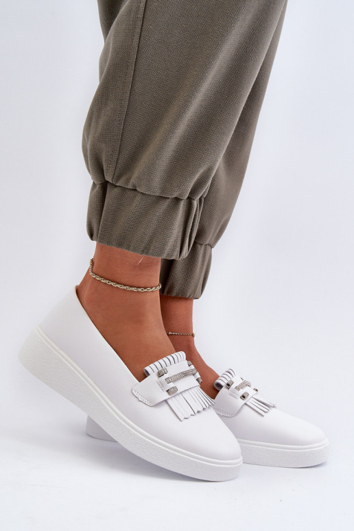 Mocasines de mujer con plataforma en color blanco S.Barski LR590 Mocasines de mujer con plataforma en color blanco S.Barski LR590