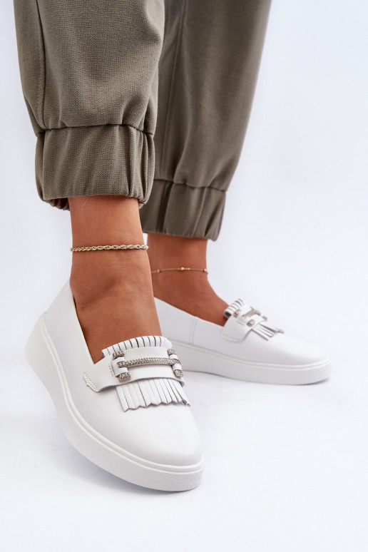 Mocasines de mujer con plataforma en color blanco S.Barski LR590 Mocasines de mujer con plataforma en color blanco S.Barski LR590