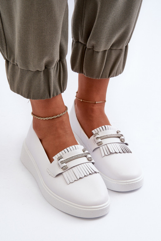 Mocasines de mujer con plataforma en color blanco S.Barski LR590 Mocasines de mujer con plataforma en color blanco S.Barski LR590