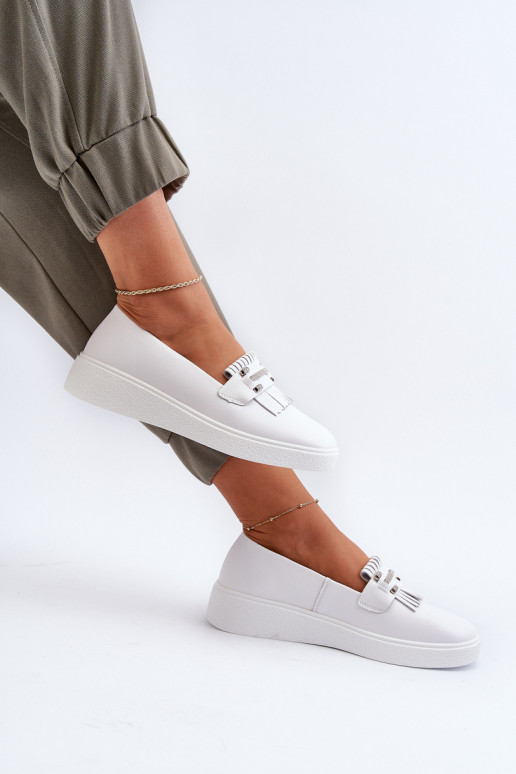 Mocasines de mujer con plataforma en color blanco S.Barski LR590 Mocasines de mujer con plataforma en color blanco S.Barski LR590