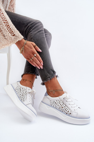 con elementos calados Zapatillas modelo zapatos con plataforma en color blanco Peilaeno 2