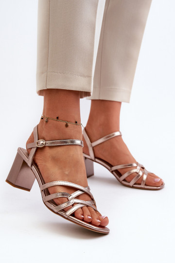 Sandalias tacón mujer Sergio Leone SK065 color dorado