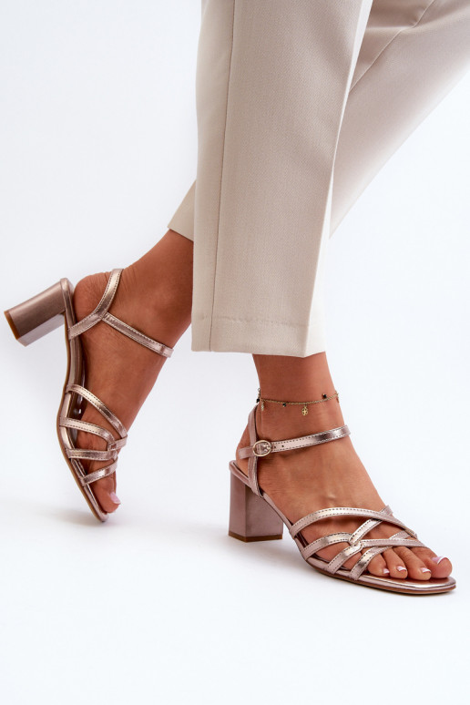 Sandalias tacón mujer Sergio Leone SK065 color dorado