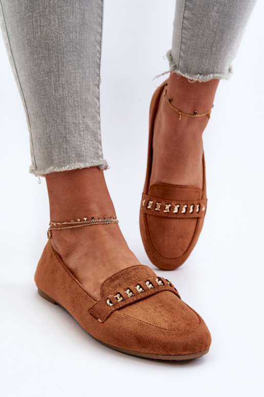 Mocasines brillantes con cadenas en Aredilla marrón Mocasines brillantes con cadenas en Aredilla marrón