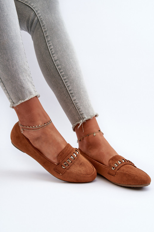 Mocasines brillantes con cadenas en Aredilla marrón Mocasines brillantes con cadenas en Aredilla marrón