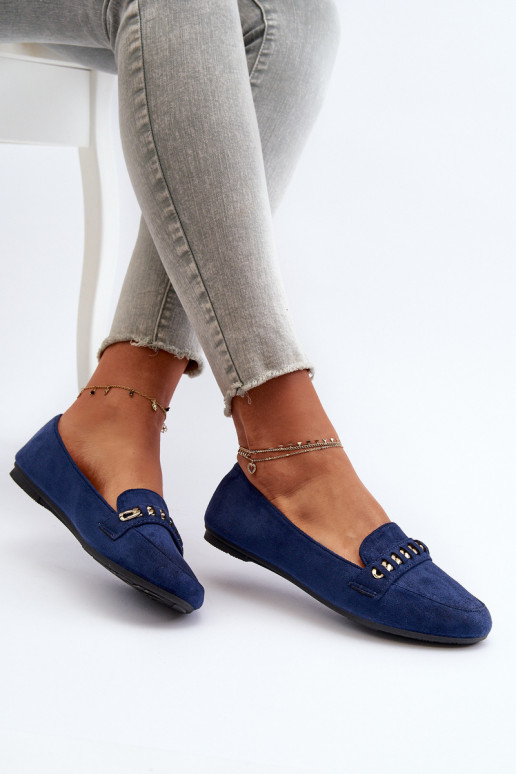 Mocasines brillantes con cadenas en azul oscuro Aredilla