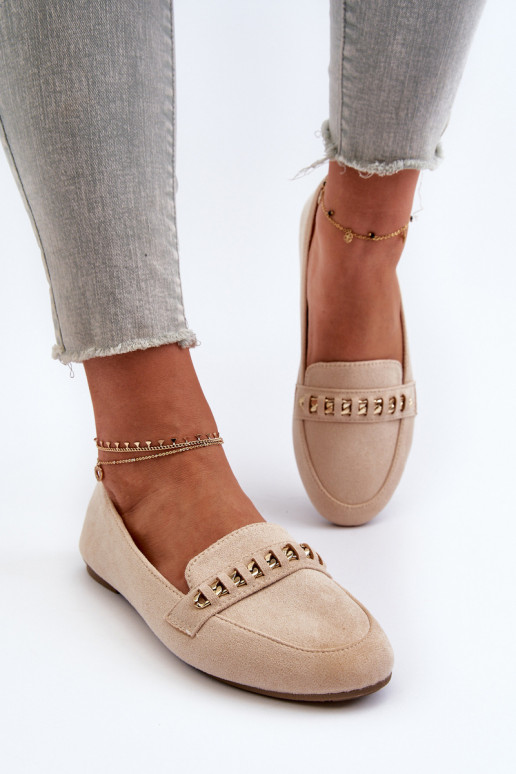Mocasines brillantes con cadenas en beige Aredilla Mocasines brillantes con cadenas en beige Aredilla