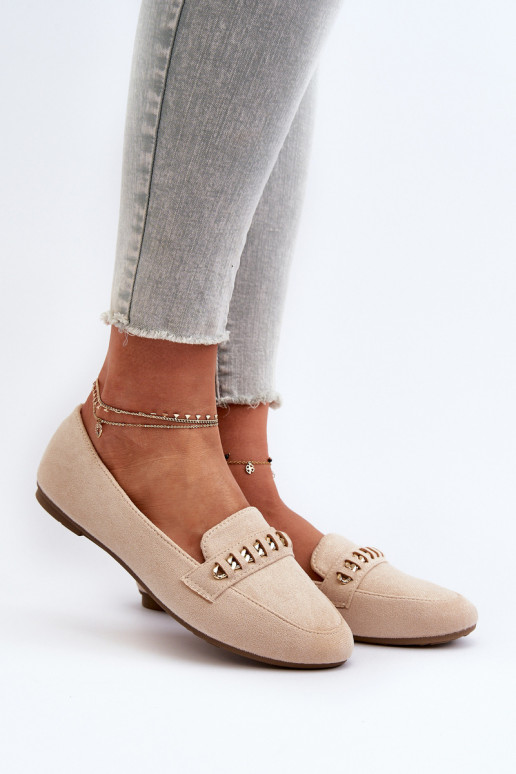 Mocasines brillantes con cadenas en beige Aredilla Mocasines brillantes con cadenas en beige Aredilla