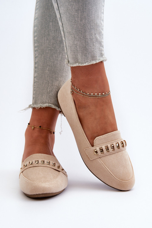 Mocasines brillantes con cadenas en beige Aredilla Mocasines brillantes con cadenas en beige Aredilla