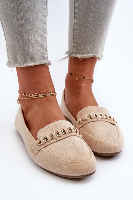 Mocasines brillantes con cadenas en beige Aredilla Mocasines brillantes con cadenas en beige Aredilla
