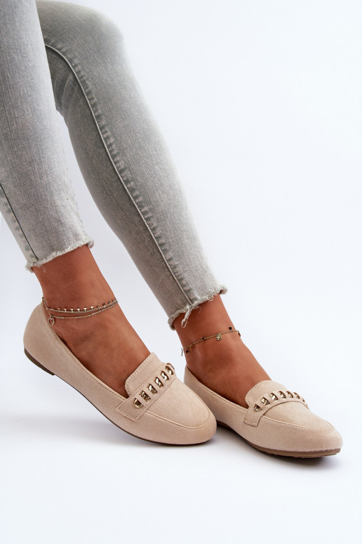 Mocasines brillantes con cadenas en beige Aredilla Mocasines brillantes con cadenas en beige Aredilla