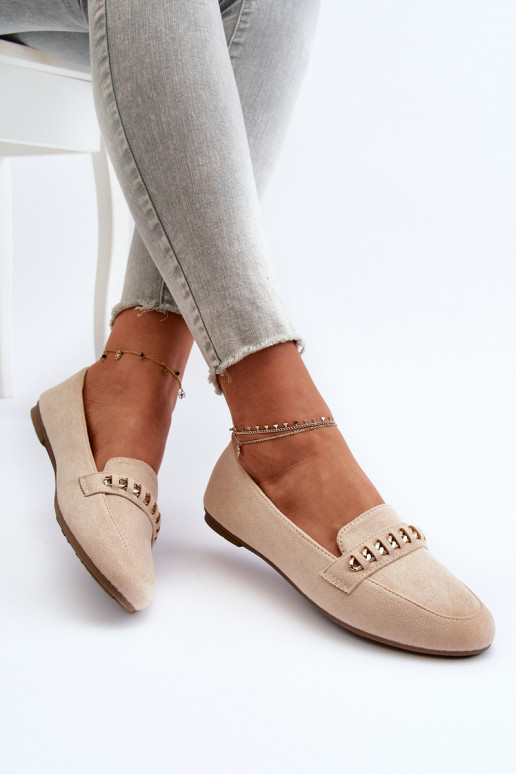 Mocasines brillantes con cadenas en beige Aredilla Mocasines brillantes con cadenas en beige Aredilla