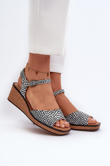 Sandalias plataforma Sergio Leone SK303 Blanco-negro 2