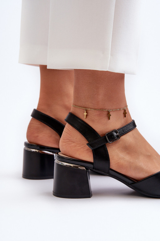 Sandalias de mujer con tacón bajo Eko Sergio Leone SK876 color negro