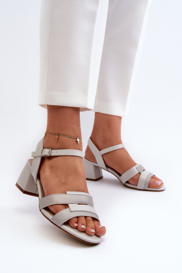 Sandalias de mujer con tacón fabricadas en piel ecológica Sergio Leone SK894 color gris