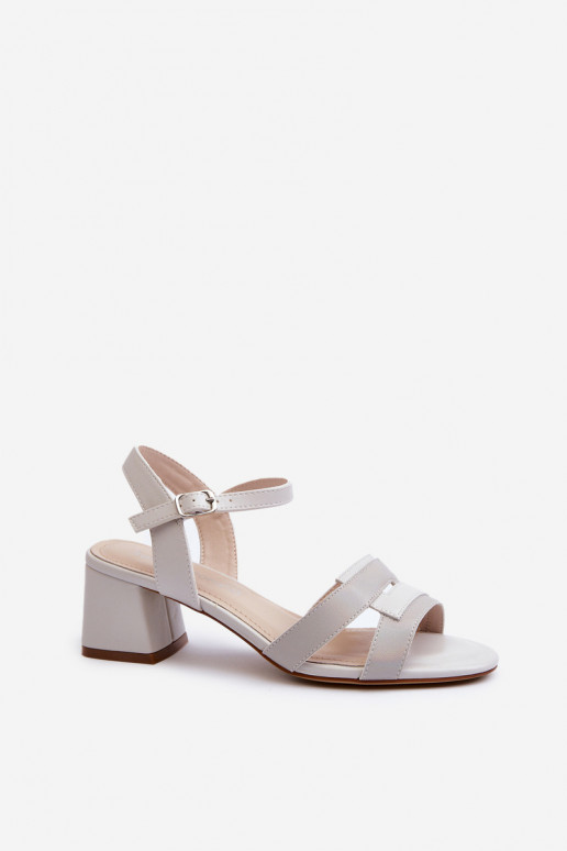 Sandalias de mujer con tacón fabricadas en piel ecológica Sergio Leone SK894 color gris