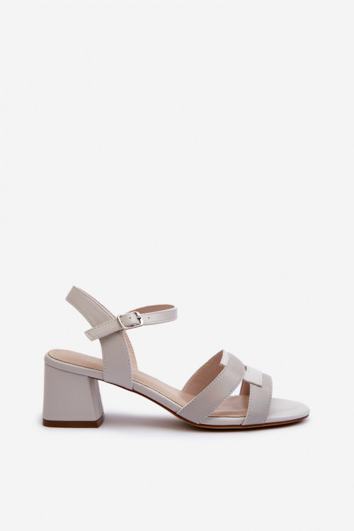 Sandalias de mujer con tacón fabricadas en piel ecológica Sergio Leone SK894 color gris